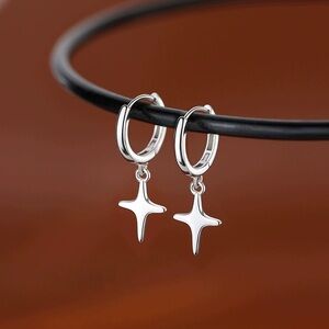 Silver Star Hoop Earrings